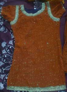 Elegant Orange Kurta Set with Palazzo Pants