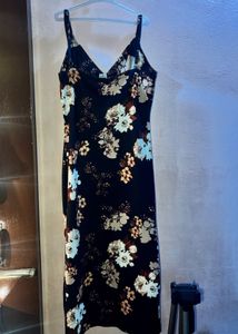 Floral Print Midi Dress with Slit