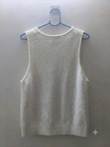 Cream Knit Sleeveless Top
