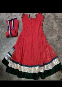 Red Anarkali Kurta Set with Dupatta