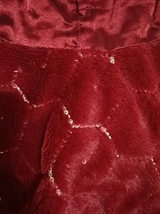Maroon And White Frock For Winte