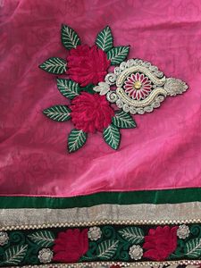 Pink Embroidered Saree