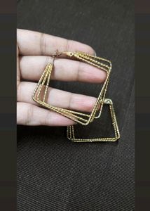 Square Ear Bali HOOP Earing