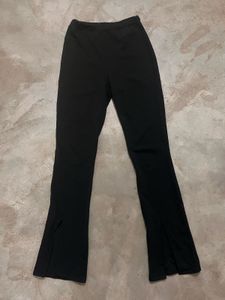 Black Super High-Waisted Flared Leggings with Spli