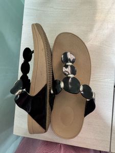 Stylish Black Embellished Flip-Flops