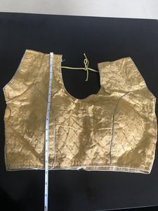 99 SALE Grab Golden Sequin Back Open Art Silk Blou