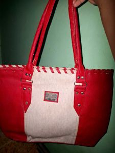 Red &amp; White Tote Hand Bag