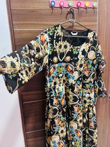 Elegant Black Printed Maxi Dress