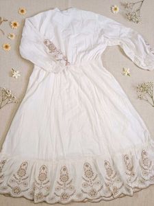 Elegant White Embroidered Midi Dress