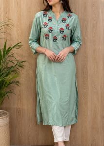 Embroidered Mint Green Kurta