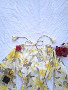 Floral Dori neck corset back kurti 💛
