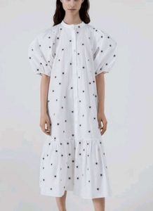 White Embroidered Midi Dress
