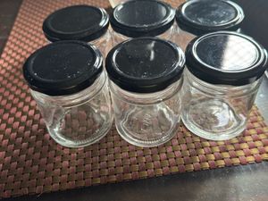 Set of 6 Glass Jars with Black Lids