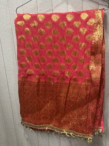 Elegant Red Dupatta with Gold Motif
