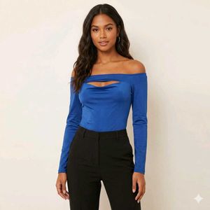 Elegant Blue Long Sleeve Bodysuit