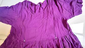 Maternity Purple Gathered Midi Dress