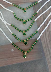 rajputi mala Elegant Layered Necklace with Green S