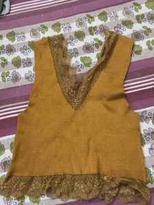 Women's Lace Trimmed V-Neck Sweater Vest