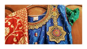 Blue ethenic gown with Red Dupatta