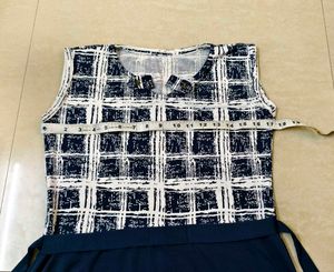 Chic Navy &amp; White Checkered Dress 📍Free Delivery