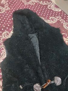Black Faux Fur Toggle Vest