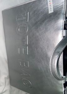Silver Metallic Tote Bag