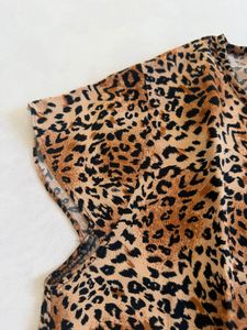 Leopard Print Tie-Neck Top