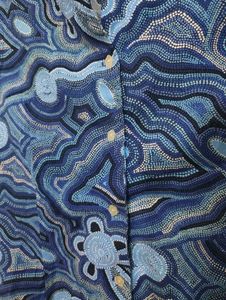 Blue Patterned Sleeveless Waist