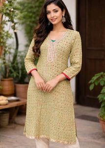 silk bhandej Kurta