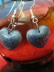 Sparkling Lapis Lazuli Heart Earrings