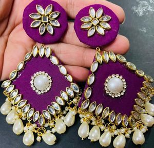 Fancy Fabric Party Wear Have Long Size Earrings