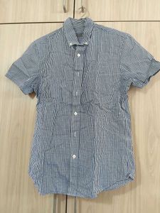 GIORDANO Men Blue Gingham Short Sleeve Shirt