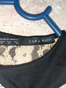 ZARA Sheer Lace Top Peter Pan Collar
