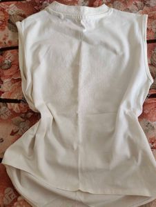 White Graphic Print Sleeveless Top