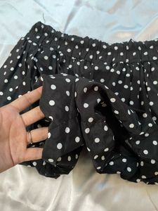 Black &amp; White Polka Dot Mini Skirt/short