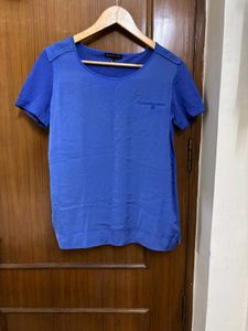 Mango Blue Short Sleeve Tunic Top