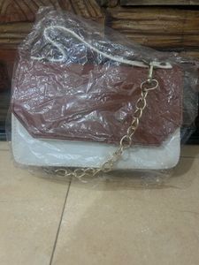 Chic Brown &amp; White Handbag