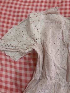 Vero Moda Chic White Broderie Anglaise Peplum Top