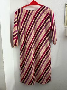 Striped Kurta with Embroidered Neck