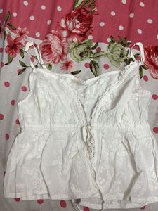 Chic White Embroidered Camisole Top