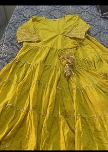 Yellow Tiered Anarkali Suit