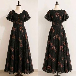 🖤 Midnight Bloom Black Floral Gown🥀