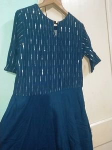 Teal Blue Kurta Set With Sequence Work