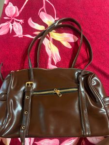 Chic Brown Faux Leather Shoulder Bag