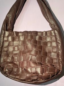 Brown Woven Leather Shoulder Bag