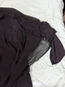 Elegant Black Beaded Abaya Style Gown