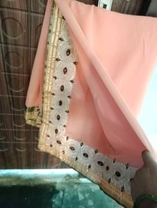 Peach Embellished Saree