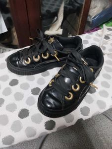 Puma Black Patent Platform Sneakers
