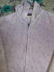 Cute Heart Patterned Zip-Up Hoodie