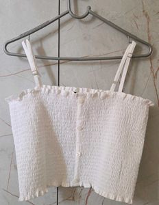 Chic White Cropped Shirt Top